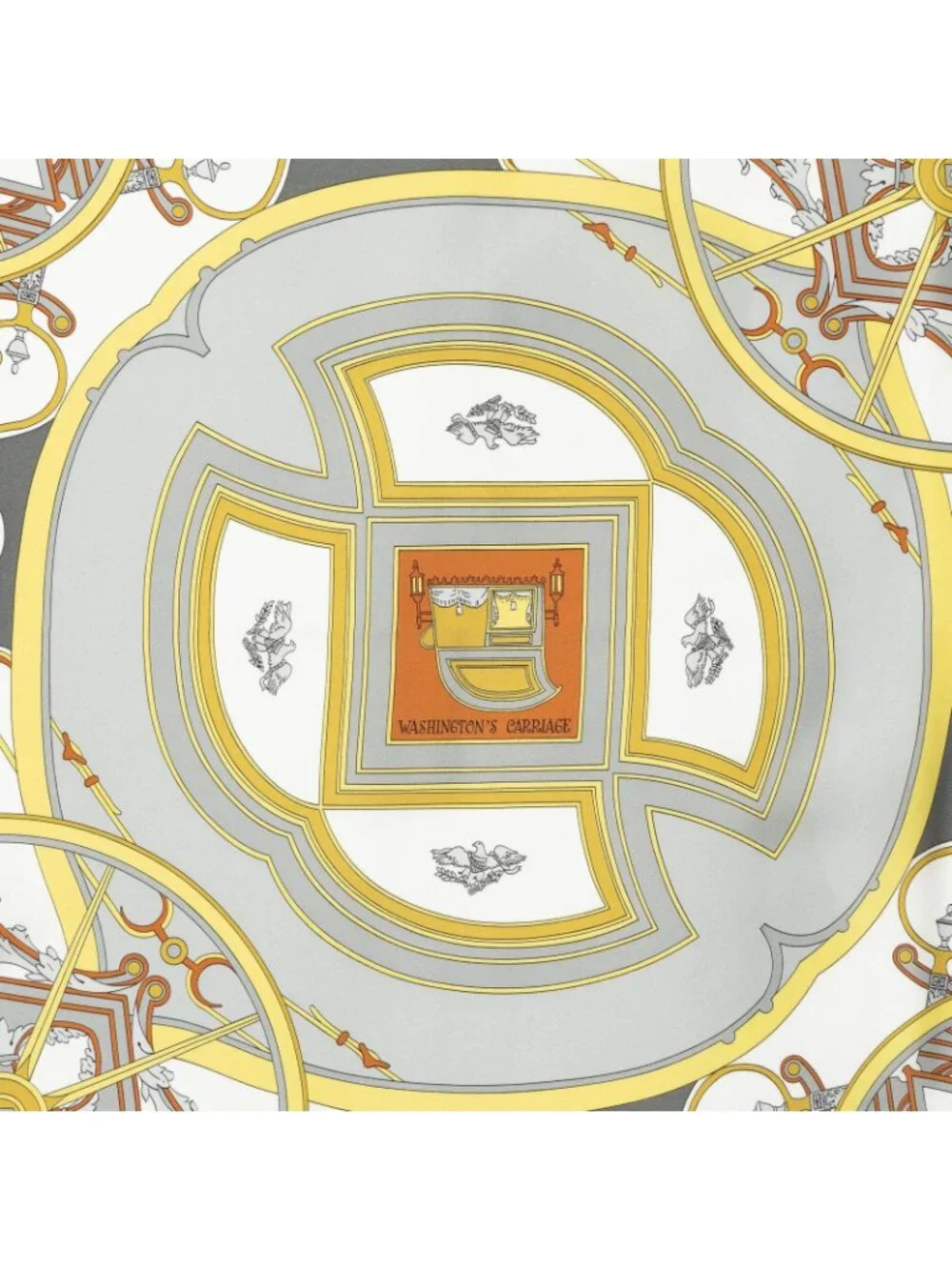 Hermes Scarf Gray Yellow White Silk